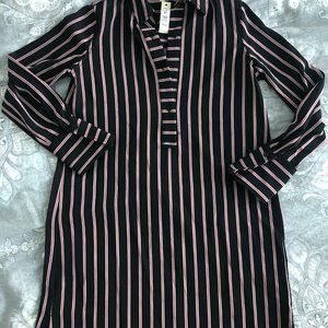 NWT Max Studio Black and Red Stripe Shirt Dress